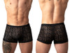 Men's Ripple Pouch Short – Sheer Textured Trunks (Black) by MalePower