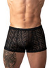 Men's Ripple Pouch Short – Sheer Textured Trunks (Black) by MalePower
