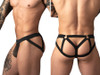 Men's Mesh 2 Strappy Ring Jockstrap – Sheer Mesh Jockstrap Underwear (Black) by MalePower