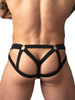 Men's Mesh 2 Strappy Ring Jockstrap – Sheer Mesh Jockstrap Underwear (Black) by MalePower