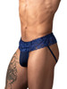 Men's Sassy Lace Skirt Jockstrap – Lace Mesh Jockstrap Underwear (Navy) by MalePower