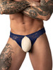 Men's Sassy Lace Open Ring Thong – Sexy Lace Crotchless Men's Thong (Navy) by MalePower