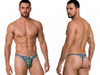 Men’s Printed Thong – Bold Sexy Microfiber Underwear (Navy Geometric Print) by CandyMan