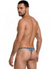 Men’s Printed Thong – Bold Sexy Microfiber Underwear (Navy Geometric Print) by CandyMan