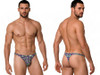 Men’s Printed Thong – Bold Sexy Microfiber Underwear (Purple Geometric Mosaic Print) by CandyMan