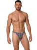 Men’s Printed Thong – Bold Sexy Microfiber Underwear (Purple Geometric Mosaic Print) by CandyMan