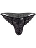 Men’s Lace Thong Briefs – Sheer Seductive Low-Rise Underwear (Black) by CandyMan