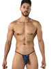 Men’s Mesh Thong – Sheer Floral Print Minimal Underwear (Printed Blue) by CandyMan