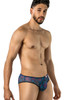 Men’s Mesh Briefs – Bold Floral Sheer Underwear (Printed Blue) by CandyMan