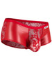 Men’s Lace Trunks – Sheer Floral Lace & Sleek Panel Underwear (Red) by CandyMan