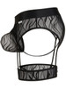Men’s Lace Garter Thong – Sheer Seductive Strap Underwear (Black) by CandyMan