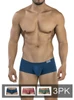 Men's Australian Latin Trunks 3-Pack – Jumbo Enhancement Pouch Low-Rise Boxer Trunks (Multi-Colored) by Clever