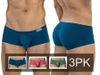 Men's Australian Latin Trunks 3-Pack – Jumbo Enhancement Pouch Low-Rise Boxer Trunks (Multi-Colored) by Clever