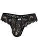 Men’s Lace Thong – Sheer Floral Lace Low-Rise Minimal Back (Black) by CandyMan