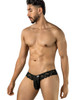 Men’s Lace Thong – Sheer Floral Lace Low-Rise Minimal Back (Black) by CandyMan