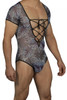 99438 CandyMan Men's Floral Bodysuit Color Blue