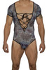 99438 CandyMan Men's Floral Bodysuit Color Blue