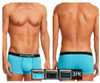 980503-969 Papi Men's 3PK Cotton Stretch Brazilian Yarn-dye Trunks Color Turquoise-Black