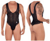 99522* CandyMan Men's Lace-Mesh Bodysuit Thong Color Black