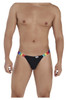 99536* CandyMan Men's Bikini Jockstrap Color Black Rainbow