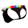 99536* CandyMan Men's Bikini Jockstrap Color Black Rainbow