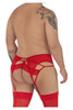 99550X CandyMan Men's Lace Garter-Jockstrap Set Color Red