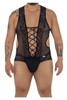 99557X CandyMan Men's Mesh-Lace Bodysuit Color Black