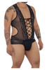 99557X CandyMan Men's Mesh-Lace Bodysuit Color Black