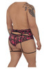 99576X CandyMan Men's Lace Garter Thong Color Black Print