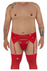 99589X CandyMan Men's Lace Garter G-String Color Red