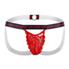 99619 CandyMan Men's "Stop Staring" Lace Jockstrap Color Red