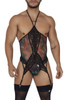 99661 CandyMan Men's Lace Bodysuit Color Black-Print