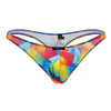 91146 Xtremen Men's Printed Microfiber Thong Color Rainbow Prism