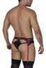 99688 CandyMan Men's Garter Thong Two-Piece Set Color Black