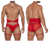 99703 CandyMan Men's Garter Briefs Two-Piece Set Color Red