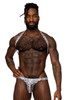 404-282 MalePower Men's S-Naked Shoulder Sling Harness Thong Color Silver-Black