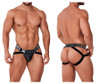 91165 Xtremen Men's Foil Jockstrap Color Black