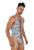 99734 CandyMan Men's Safari Bodysuit Color Zebra Print