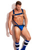 CellBlock 13 Linebacker Elastic Body Harness w/Cock-Ring Color Blue