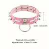 PU Leather Double Row Rivet Spiked Neck Choker Collar Color Rose Red