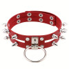 PU Leather Double Row Rivet Spiked Choker Collar – Bold Punk Statement Neckwear (Red)