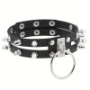 PU Leather Double Row Rivet Spiked Choker Collar – Bold Punk Statement Neckwear (Black)