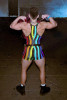 Rainbow Striped Sleeveless U-Neck Singlet Romper