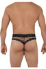 99596X CandyMan Men's Mesh-Lace Thong Color Snake Print