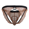 99853 CandyMan Men's Lace Jockstrap Color Black-Terracotta