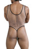 99858 CandyMan Men's Fishnet Bodysuit Color Beige-Black
