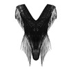 99865 CandyMan Men's Fringe Lace-Mesh Bodysuit Color Black
