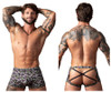 Men’s Gridlocked Strappy Back Short – Bold Sexy Underwear (Printed) by MalePower