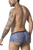 99873 CandyMan Men's Water Prints Trunks Color Blue-White