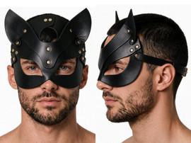 Cat Mask – Sleek Fetish Costume Headwear (Black) by CandyMan